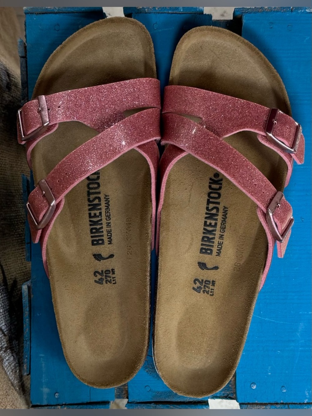 Birkenstock Women’s Pink Glitter Sandals - Adjustable Dual Strap Size 11